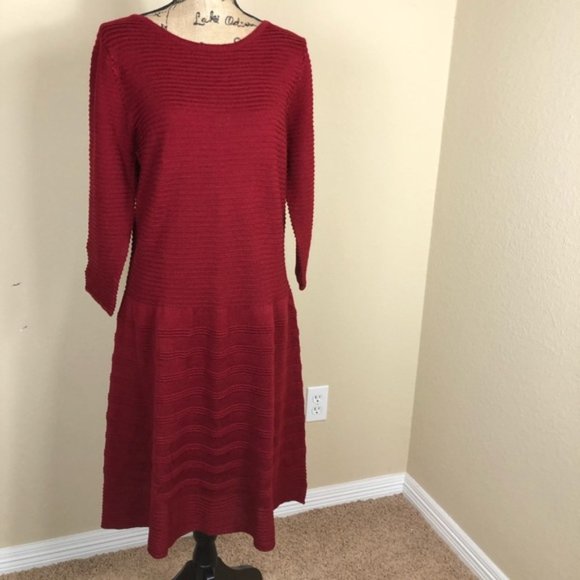 BB Dakota Dresses & Skirts - BB Dakota Ribbed Wine Wool Blend Sweater Dress 1X